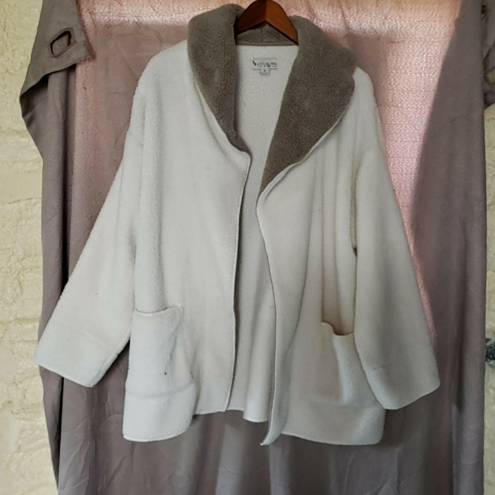 Koolaburra By UGG Jacket Womens XL White Sherpa Fleece Open Front Pockets Warm